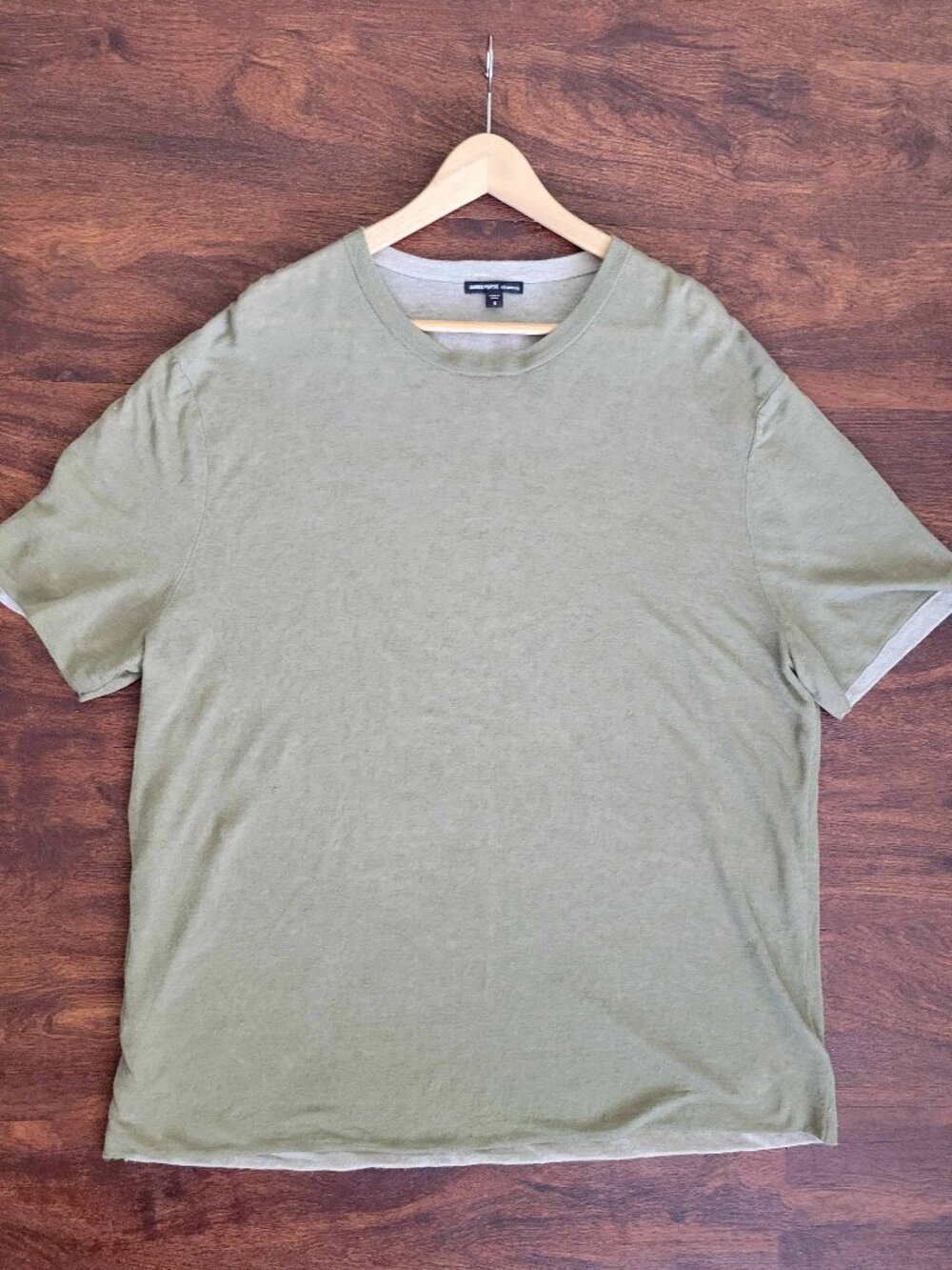 James Perse Knitted Linen Reversible Moss Green Oversized Shirt Mediterranean 4